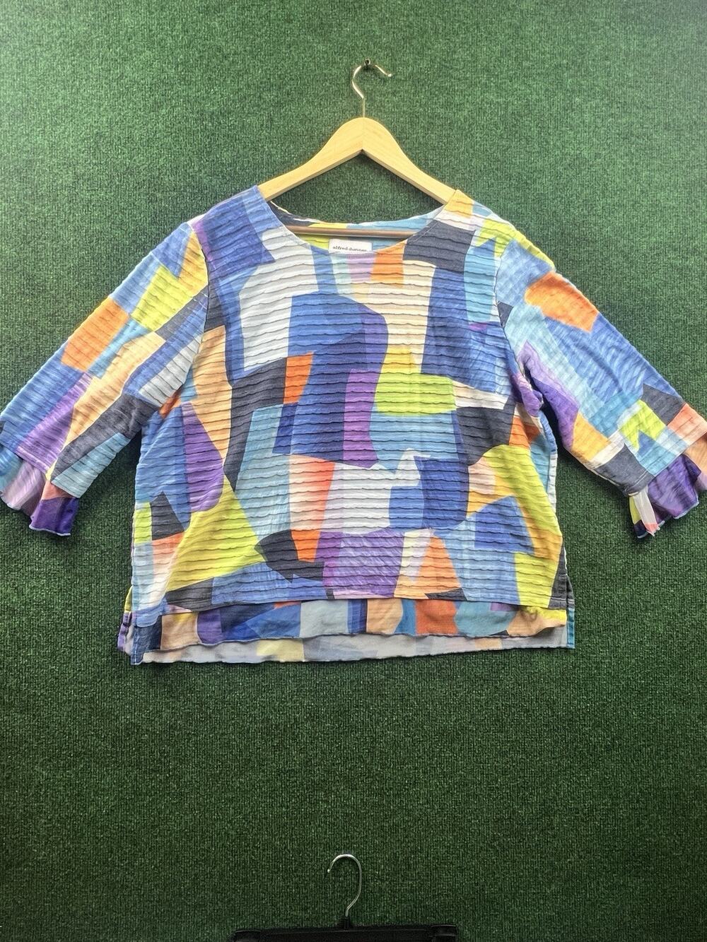 Alfred Dunner Women's 2XL Multicolor Knit 3/4 Ruffle Blouse